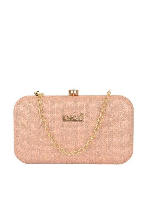 enoki by baggit zalla n pink textured minaudiere clutch