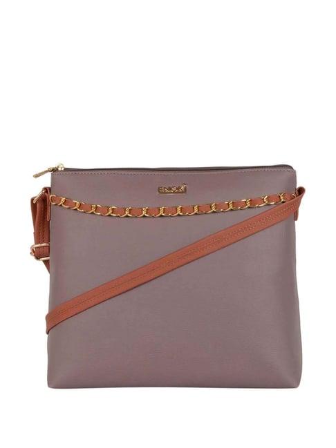 enoki purple solid medium sling handbag