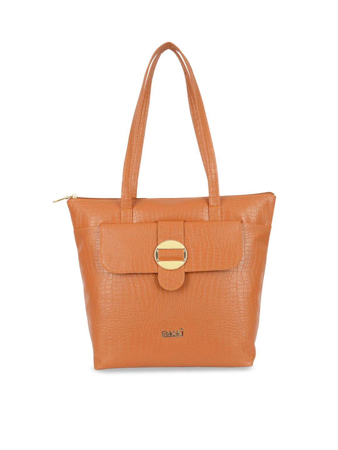 enoki women textured structured tote bag with buckle
