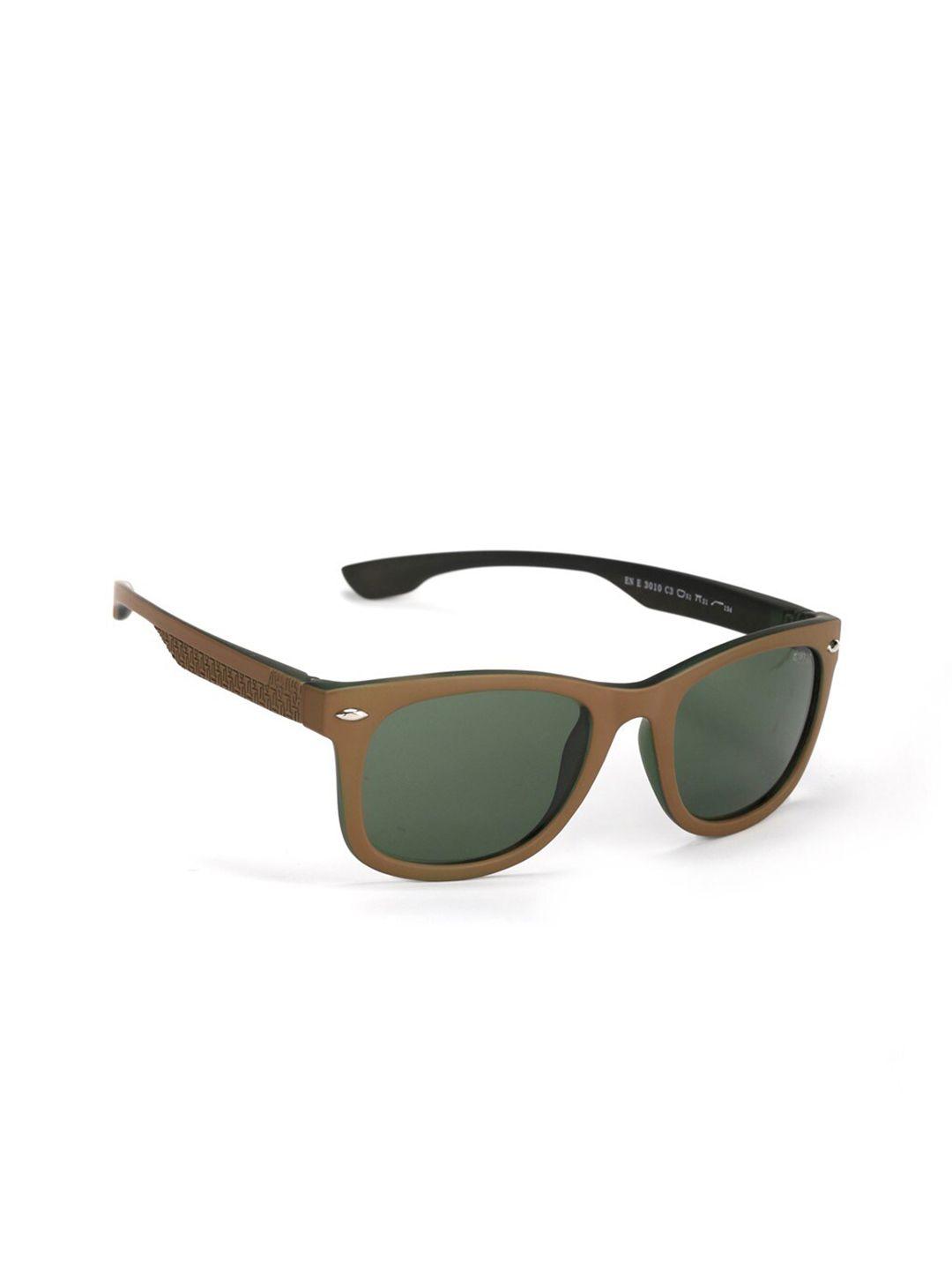 enrico men green lens & brown wayfarer sunglasses with uv protected lens