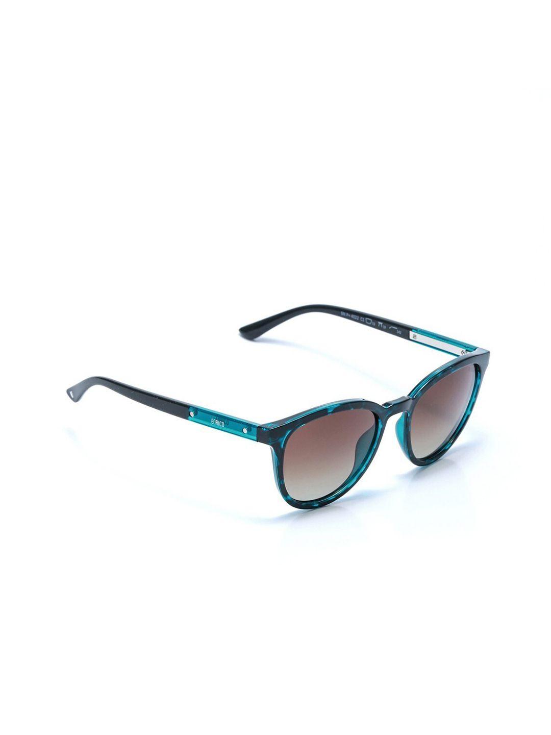 enrico unisex brown lens & blue oval sunglasses with polarised and uv protected lens