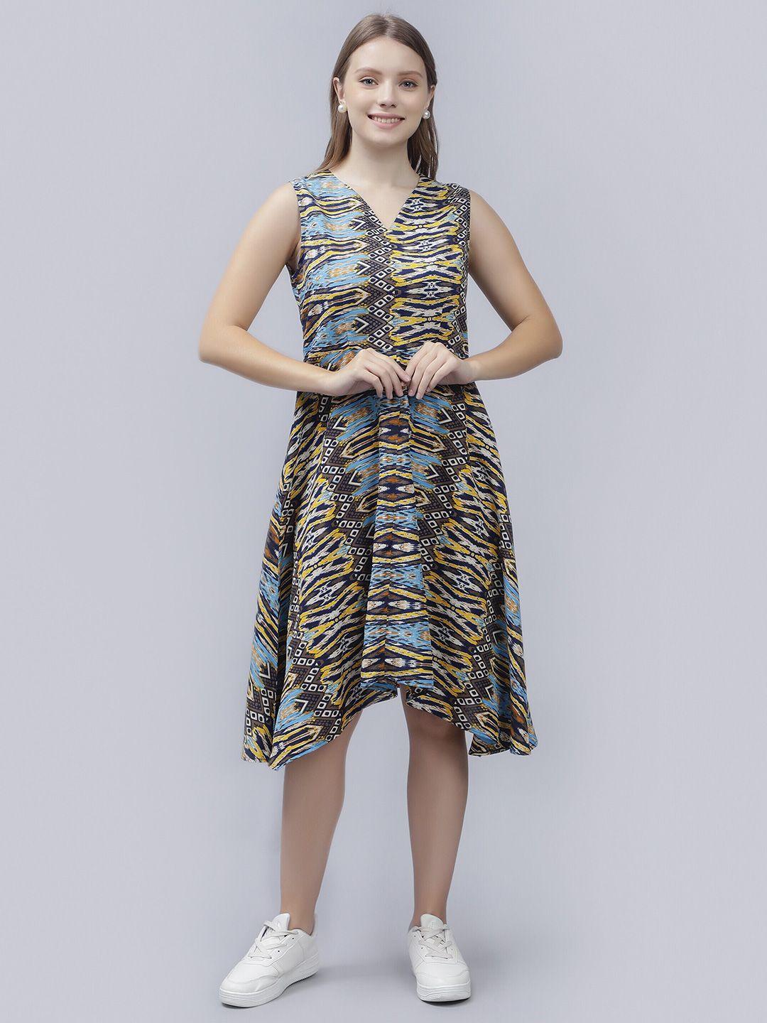 entellus  print fit & flare dress