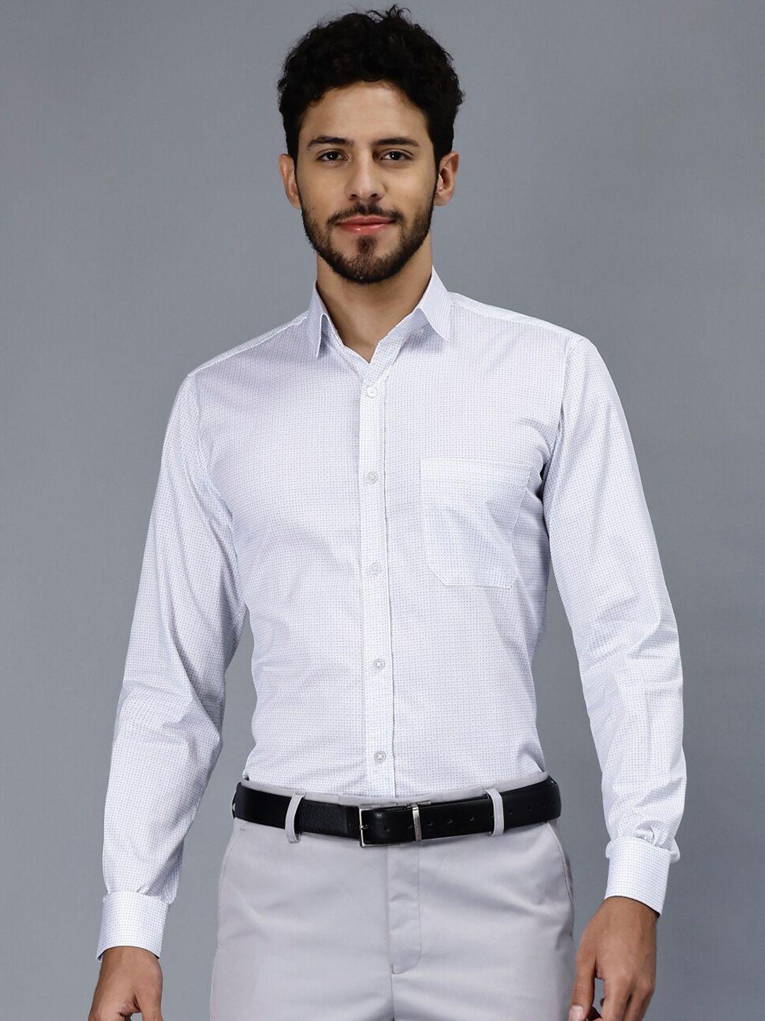 entellus classic slim fit micro disty printed cotton formal shirt