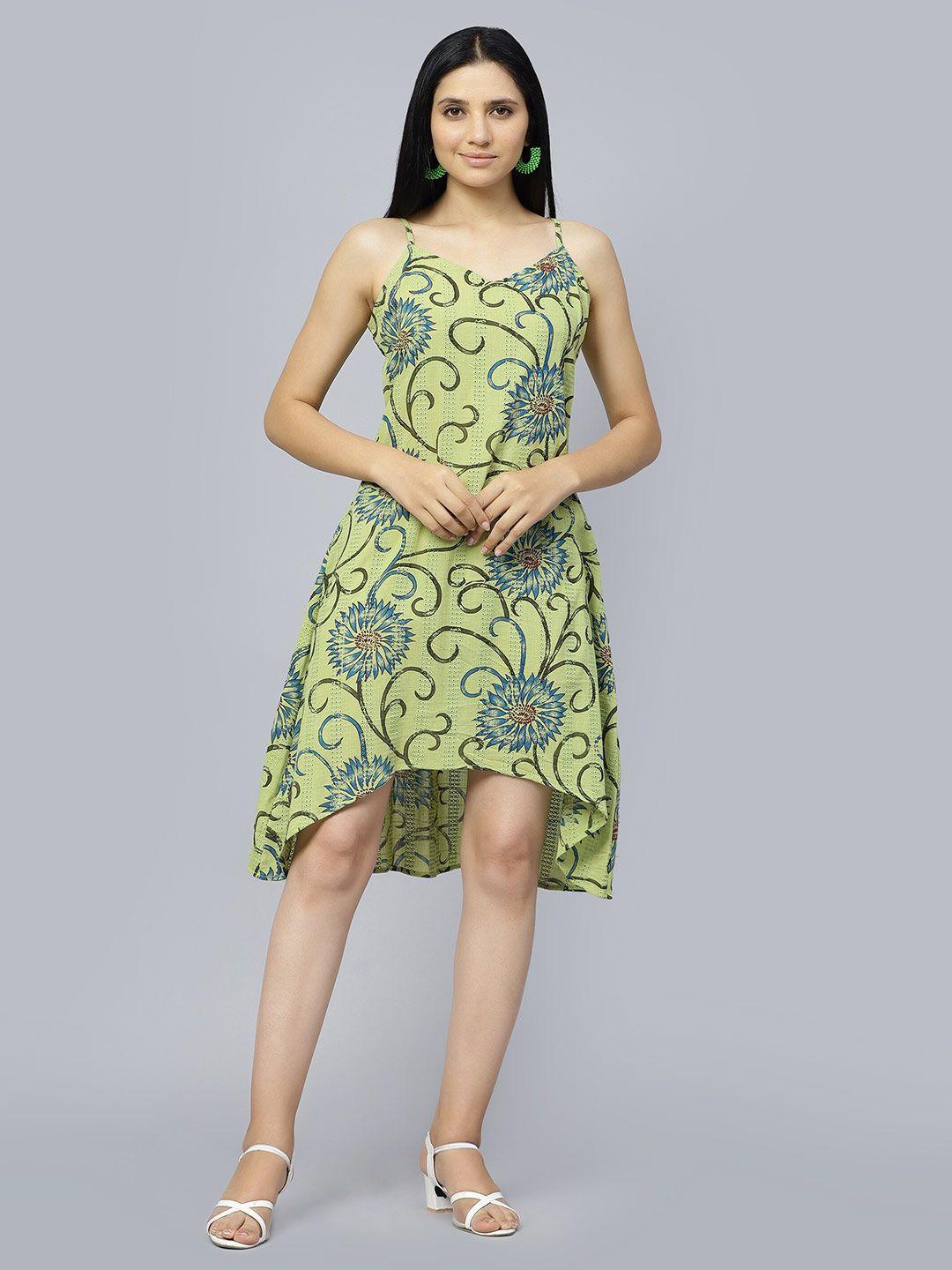 entellus floral printed shoulder straps a-line dress