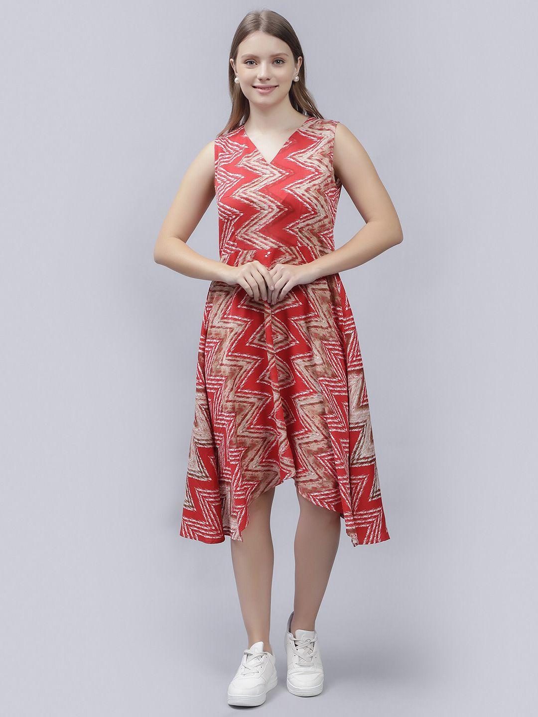 entellus geometric print fit & flare midi dress