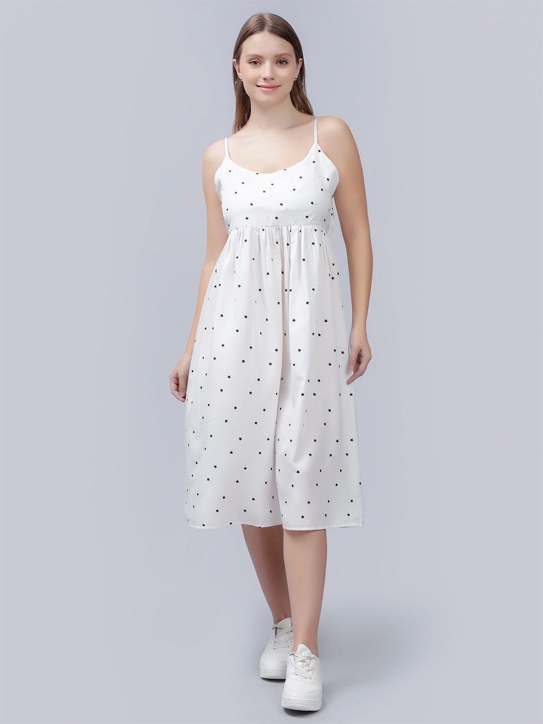 entellus white polka dot print empire midi dress