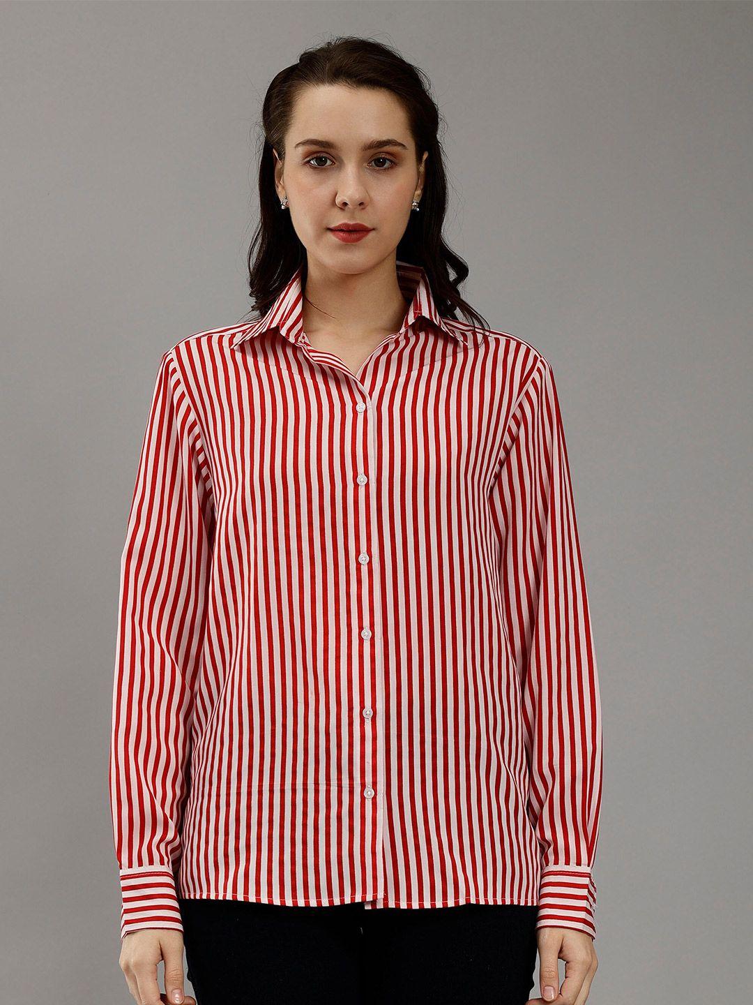 entellus women red classic slim fit casual shirt