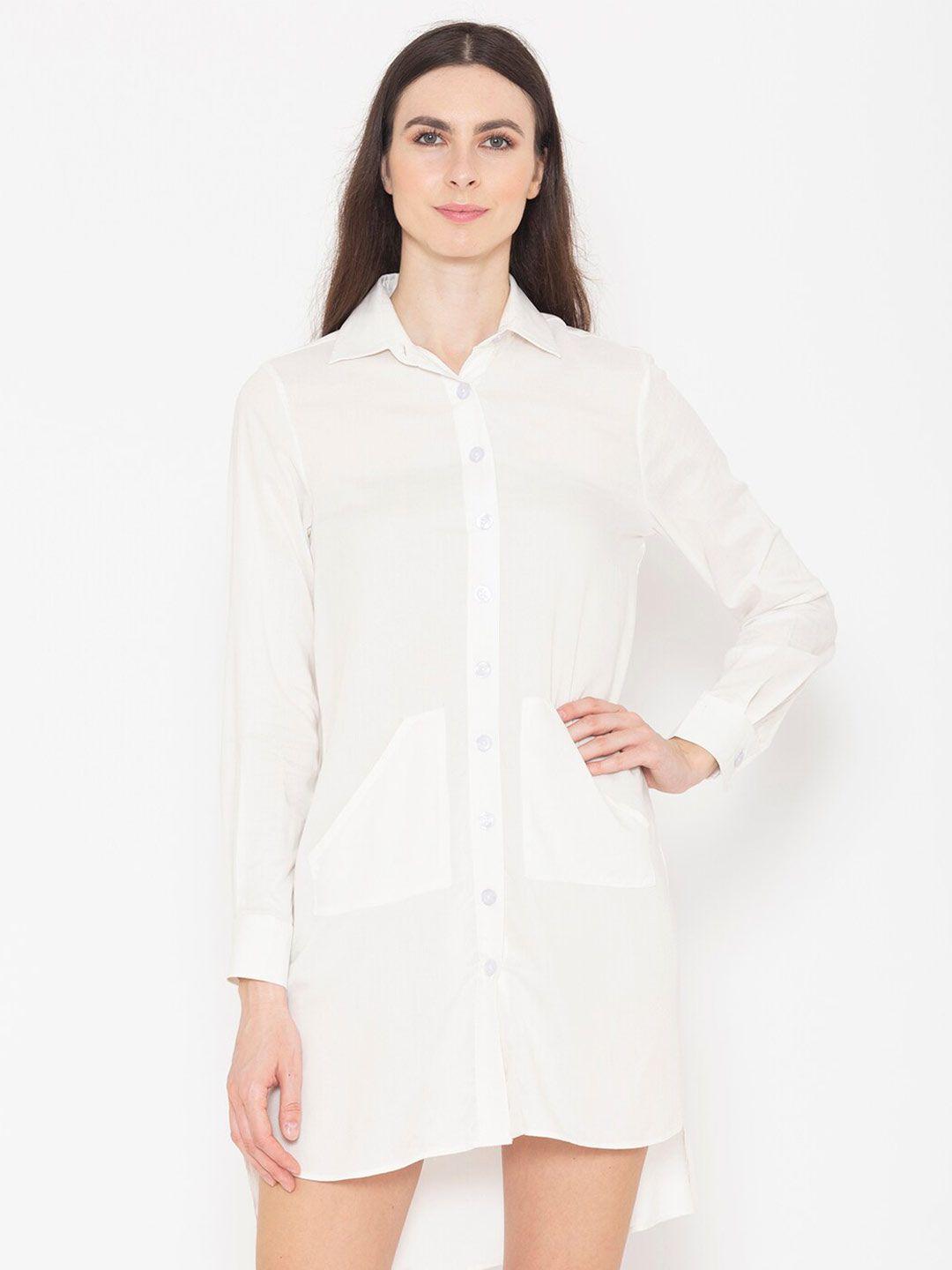 entellus women white comfort slim fit opaque casual shirt