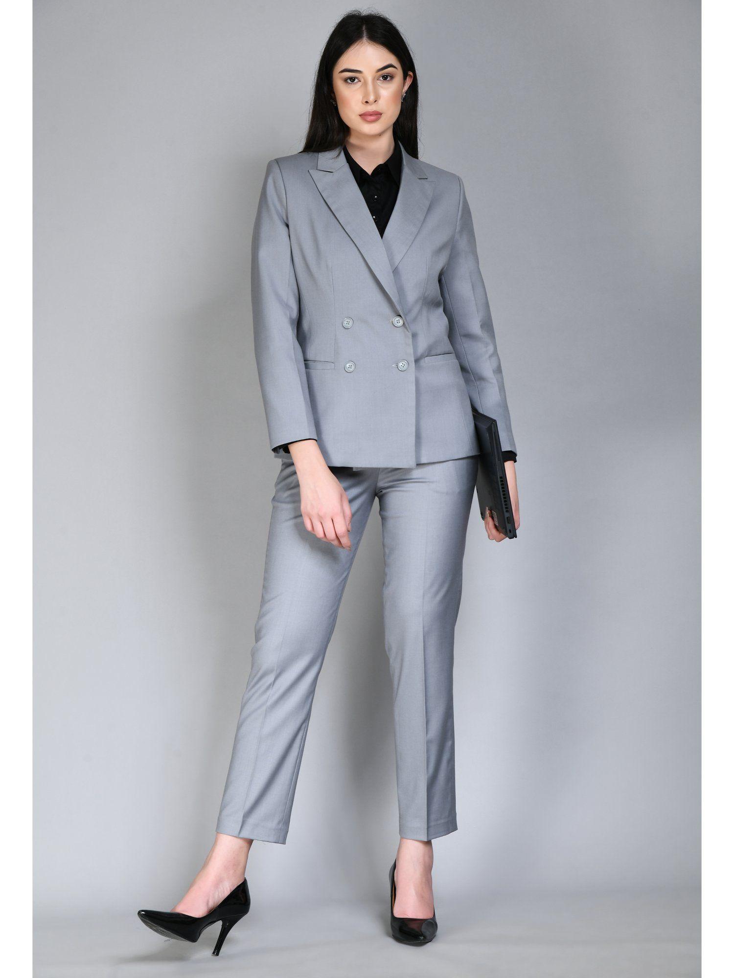 enthusiasm double breasted blazer trouser - grey (set of 2)