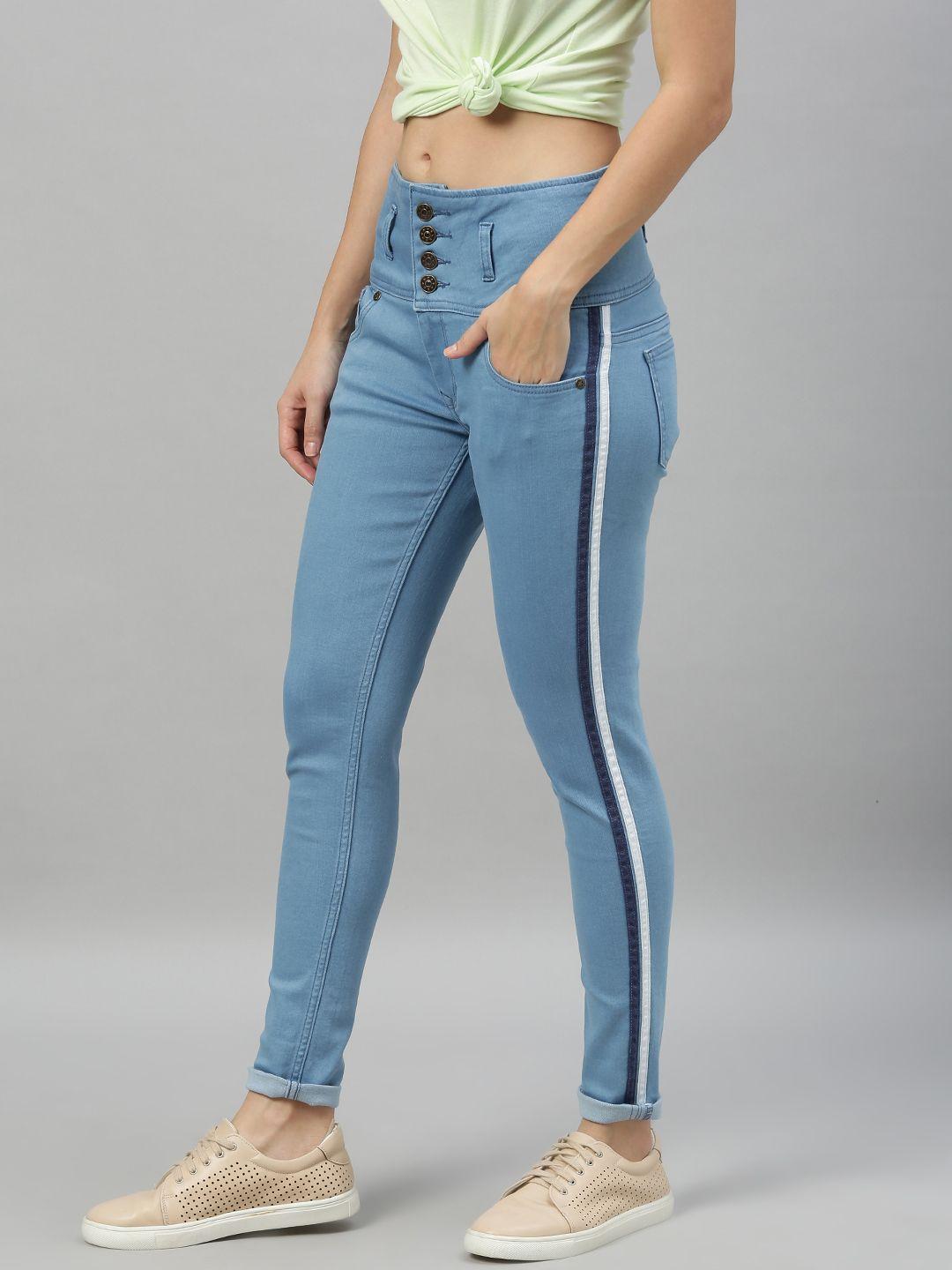 enviously young women blue slim fit high-rise clean look stretchable jeans