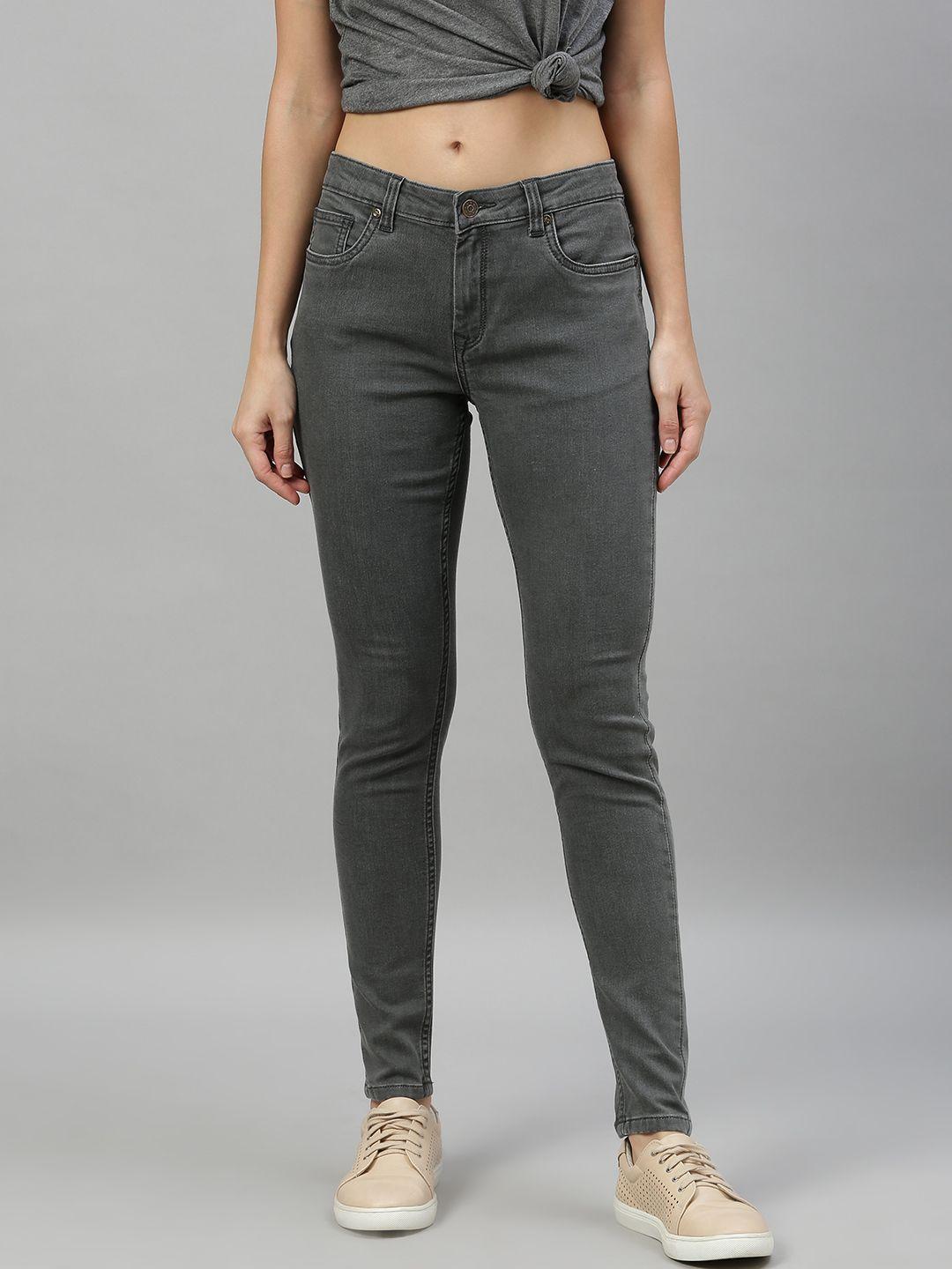 enviously young women grey slim fit mid-rise clean look stretchable jeans