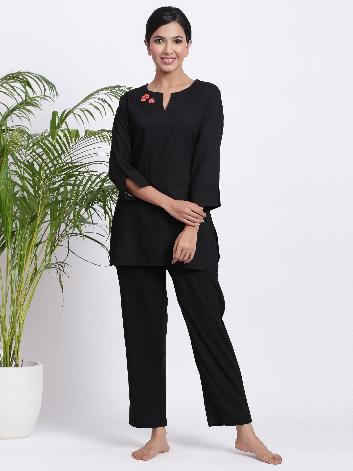 envy black comfort shirt and pajama (set of 2)