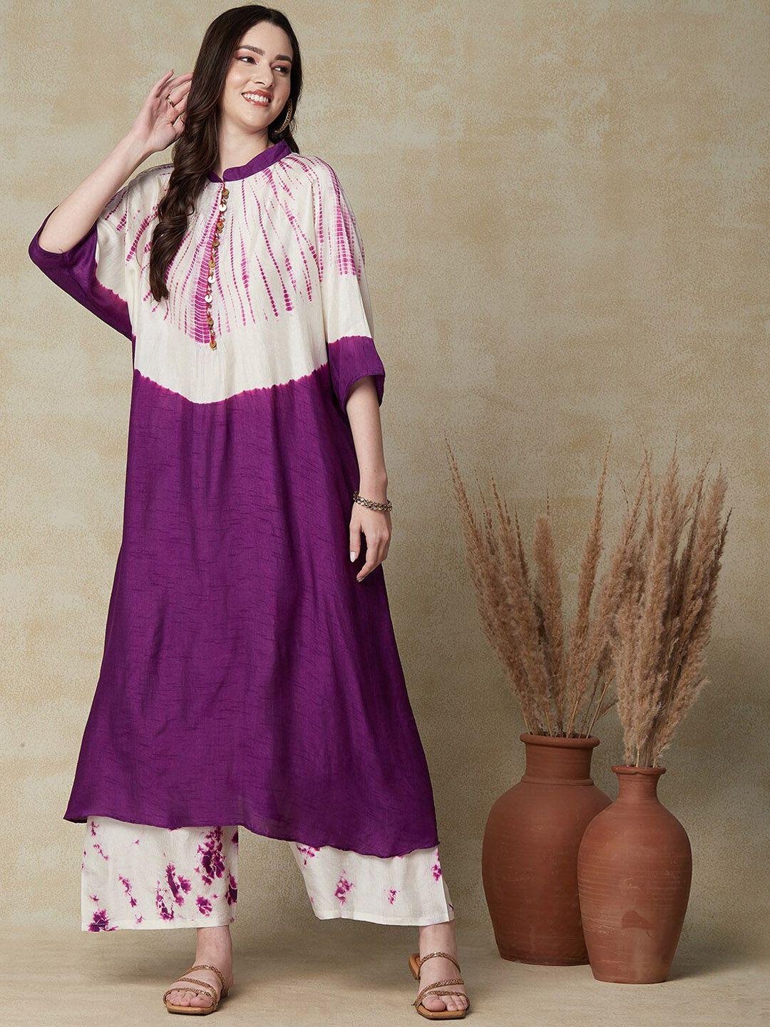 envy me by fashor  dyed kaftan style dola silk kurta with palazzos