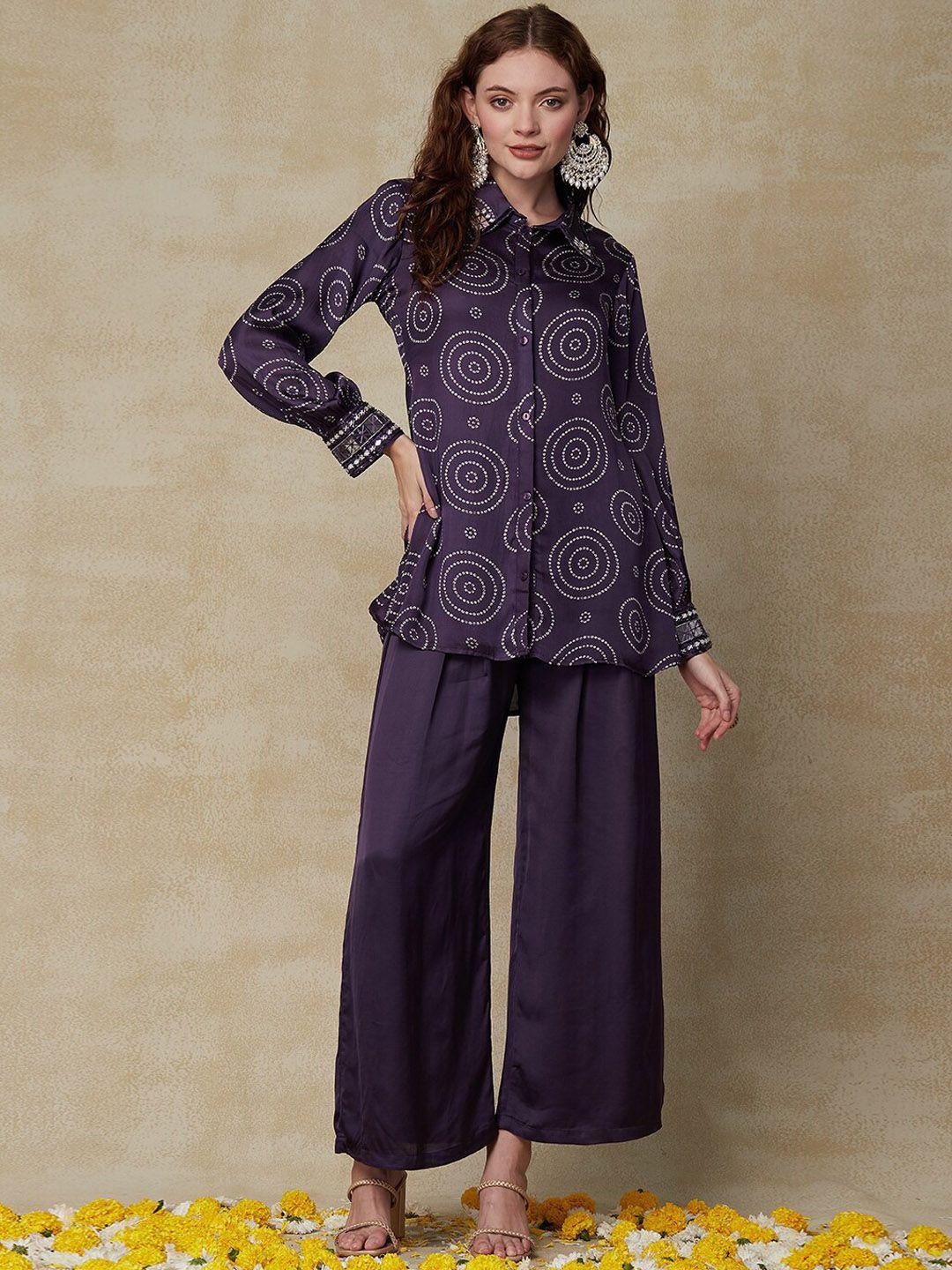 envy me by fashor bandhani printed shirt with trousers co-ords