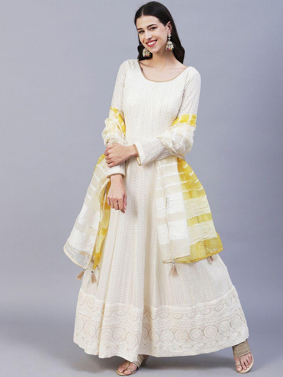 envy me by fashor ethnic motifs embroidered mirror work kurta with trousers & dupatta