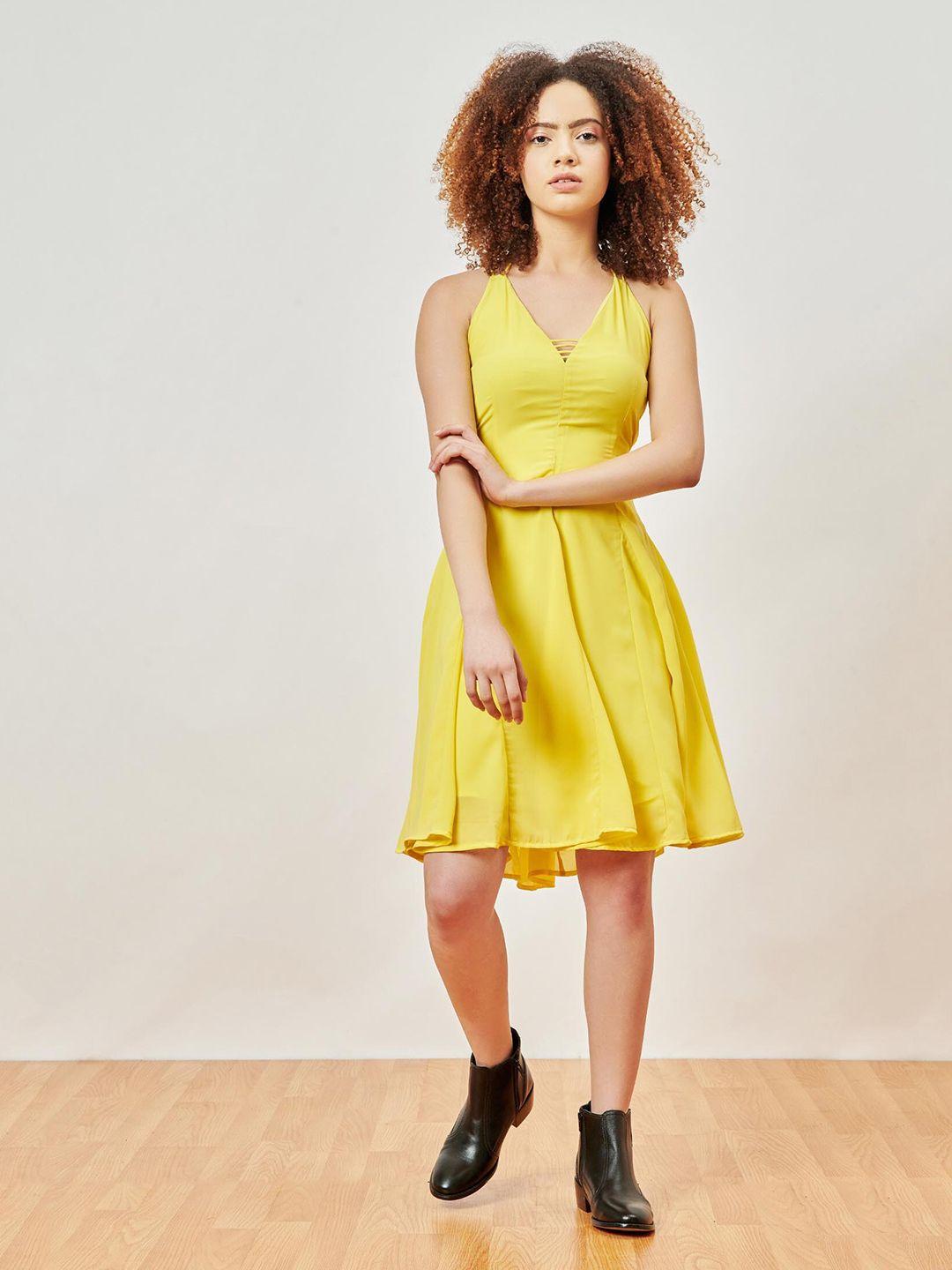 enzeo yellow skater dress