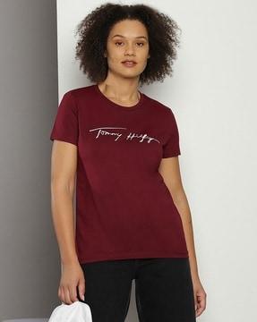 eo/ regular script short sleeves t-shirt