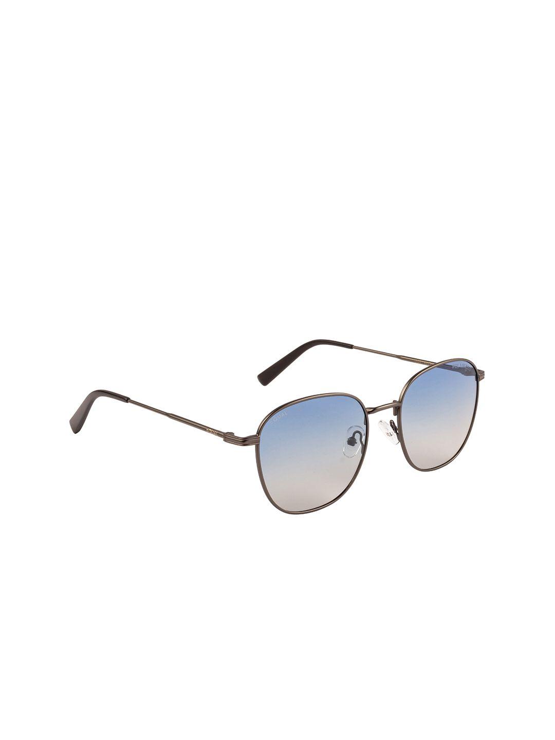equal unisex blue lens & black aviator sunglasses with uv protected lens-7003 53019-140 c3