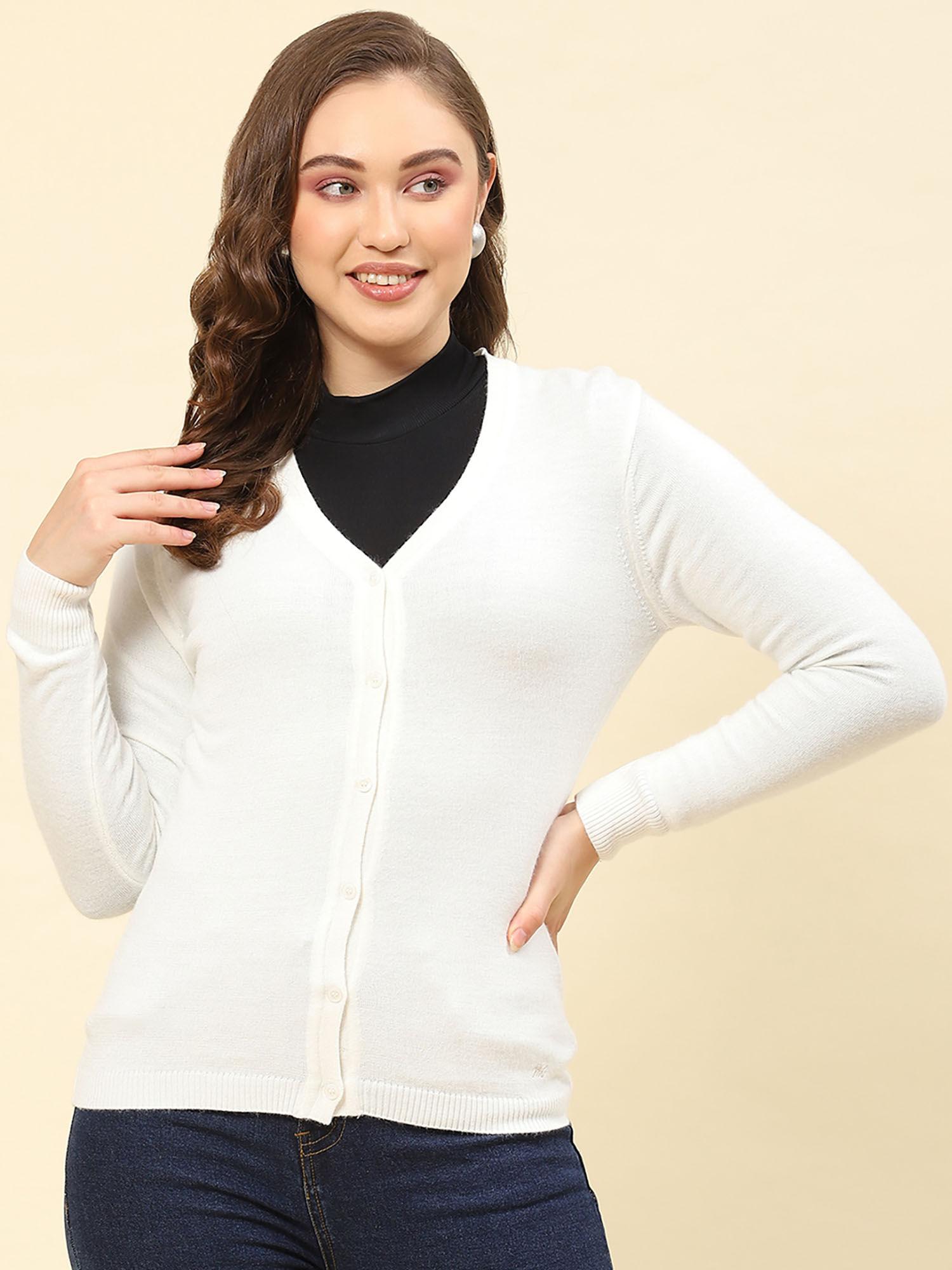 ercu solid v neck cardigan