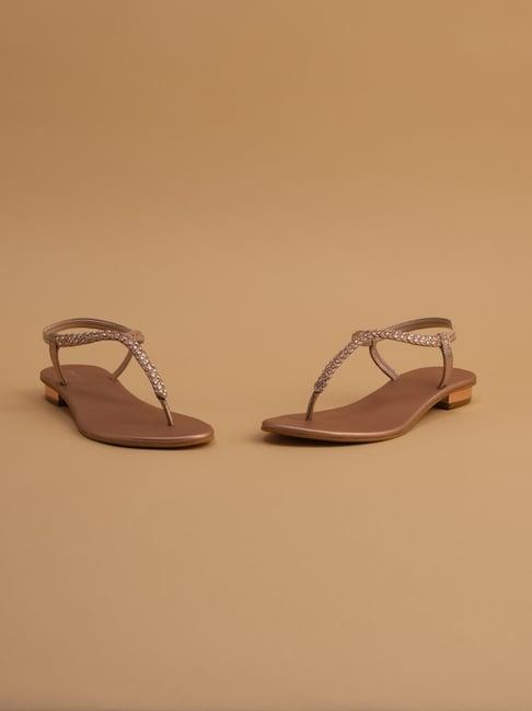 eridani women's aima rose gold t-strap sandals