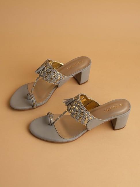 eridani women's dana grey kolhapuri sandals