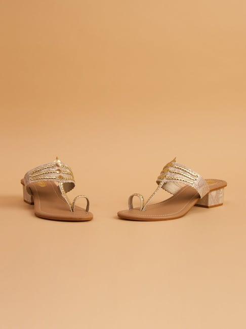eridani women's naira gold kolhapuri sandals