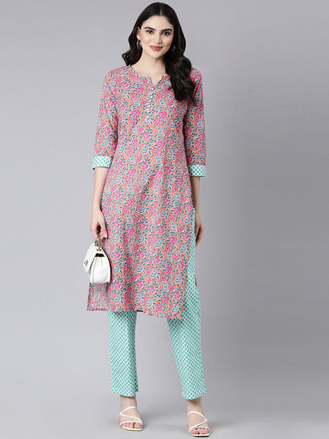erisha ethnic motifs printed pure cotton kurta with trousers