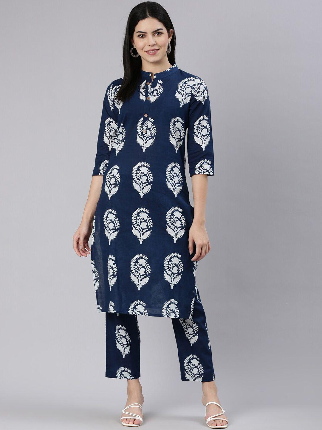 erisha floral printed pure cotton regular kurta with trousers