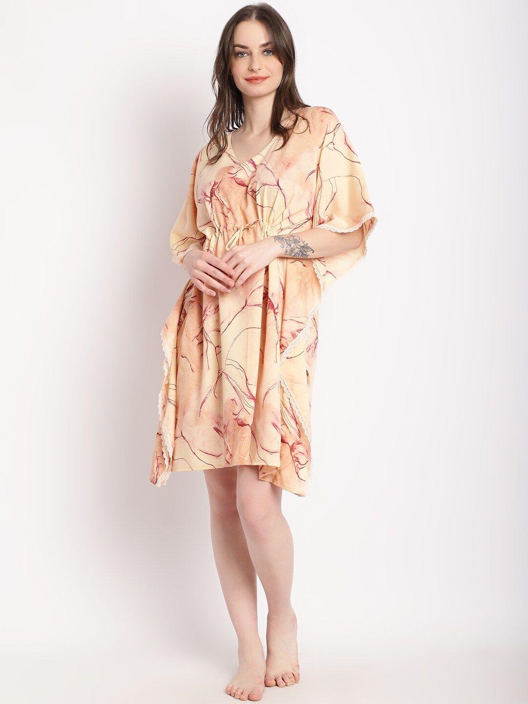 erotissch abstract printed v-neck kaftan nightdress