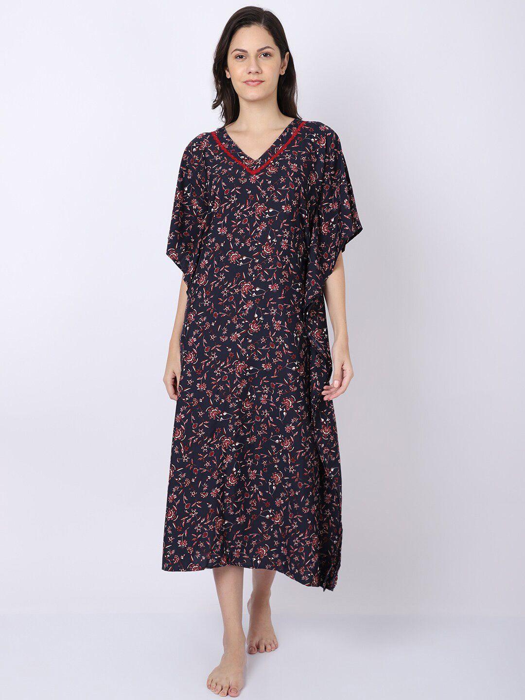 erotissch blue printed kaftan maxi nightdress