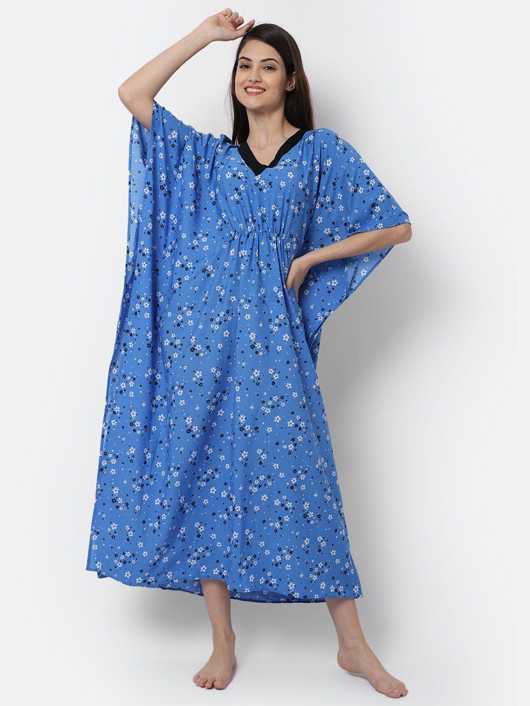 erotissch blue printed maxi nightdress