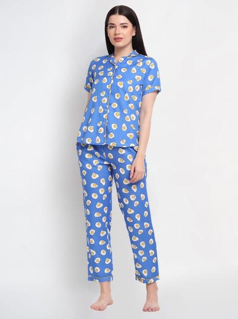 erotissch blue printed shirt pyjama set