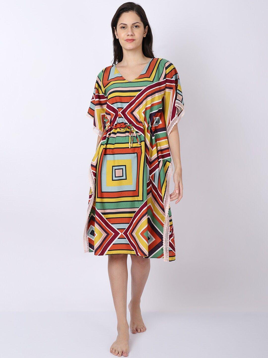 erotissch multicoloured printed kaftan nightdress