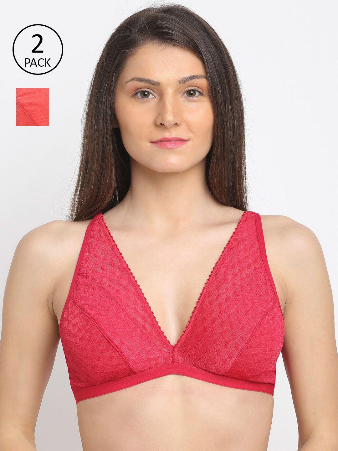 erotissch pink & orange pack of 2 abstract bralette bra