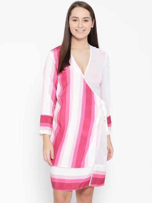 erotissch pink & white printed robe