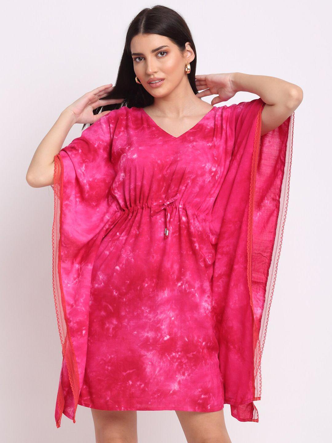 erotissch pink printed kaftan nightdress
