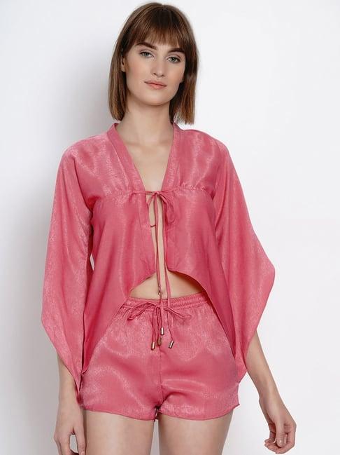 erotissch pink solid v neck robe