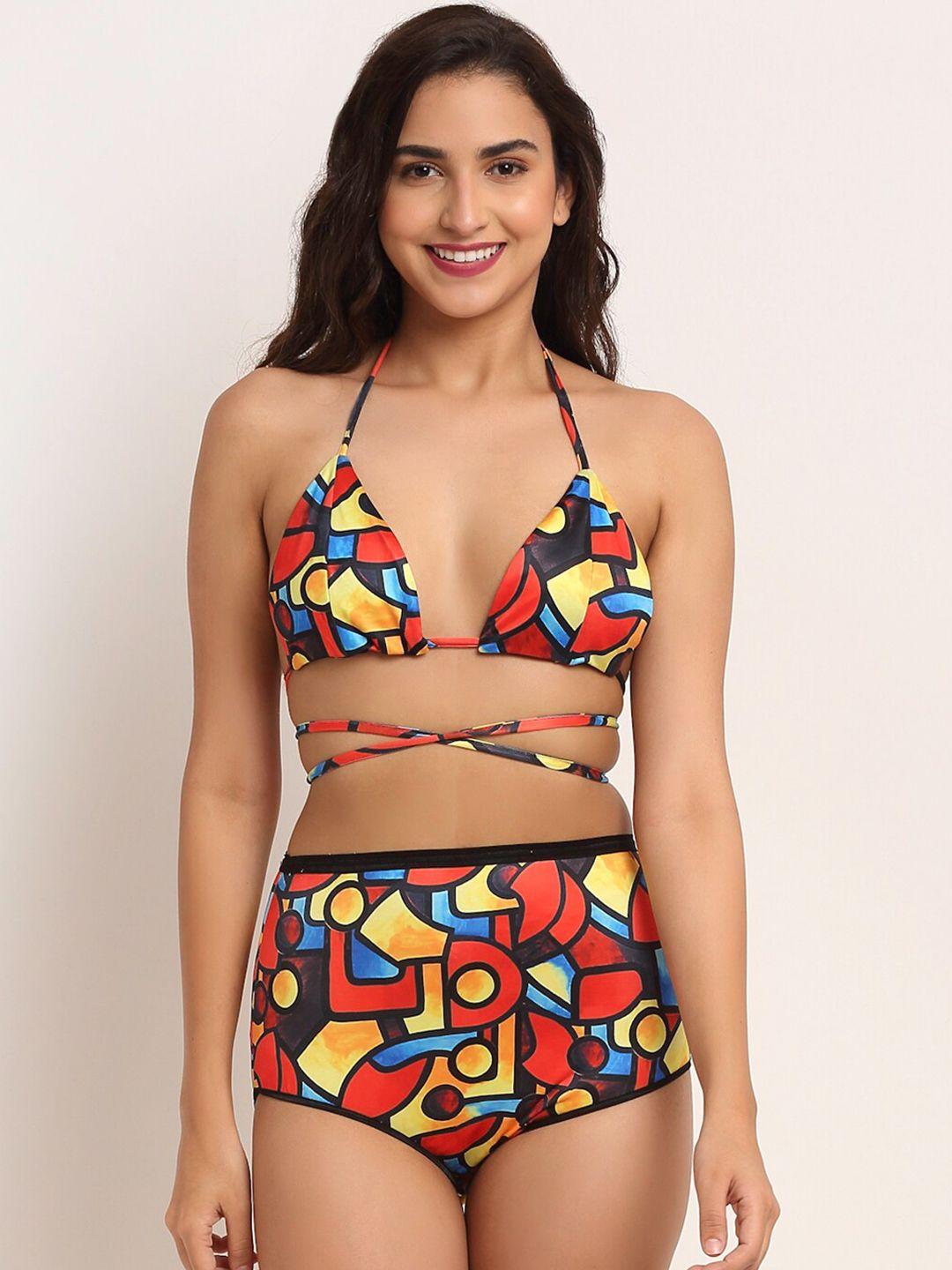 erotissch printed relaxed-fit halter neck swim bikini set