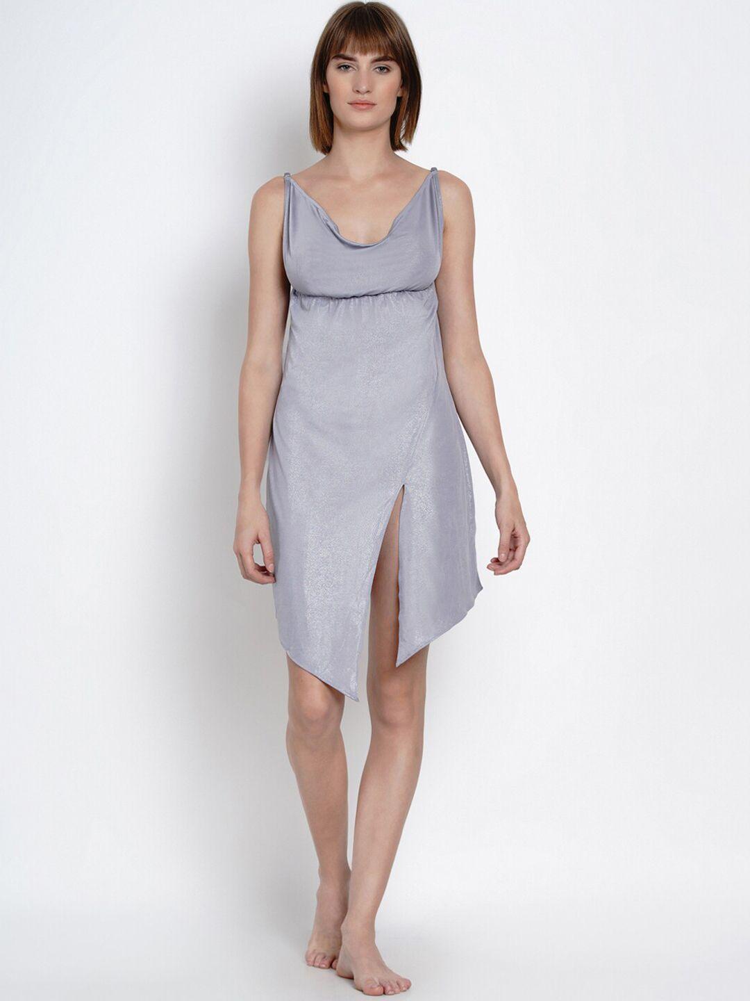 erotissch silver-coloured solid nightdress