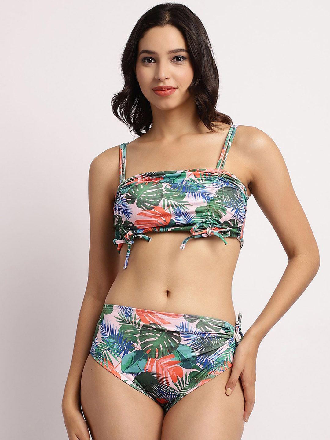 erotissch tropical print bralette & briefs swim set