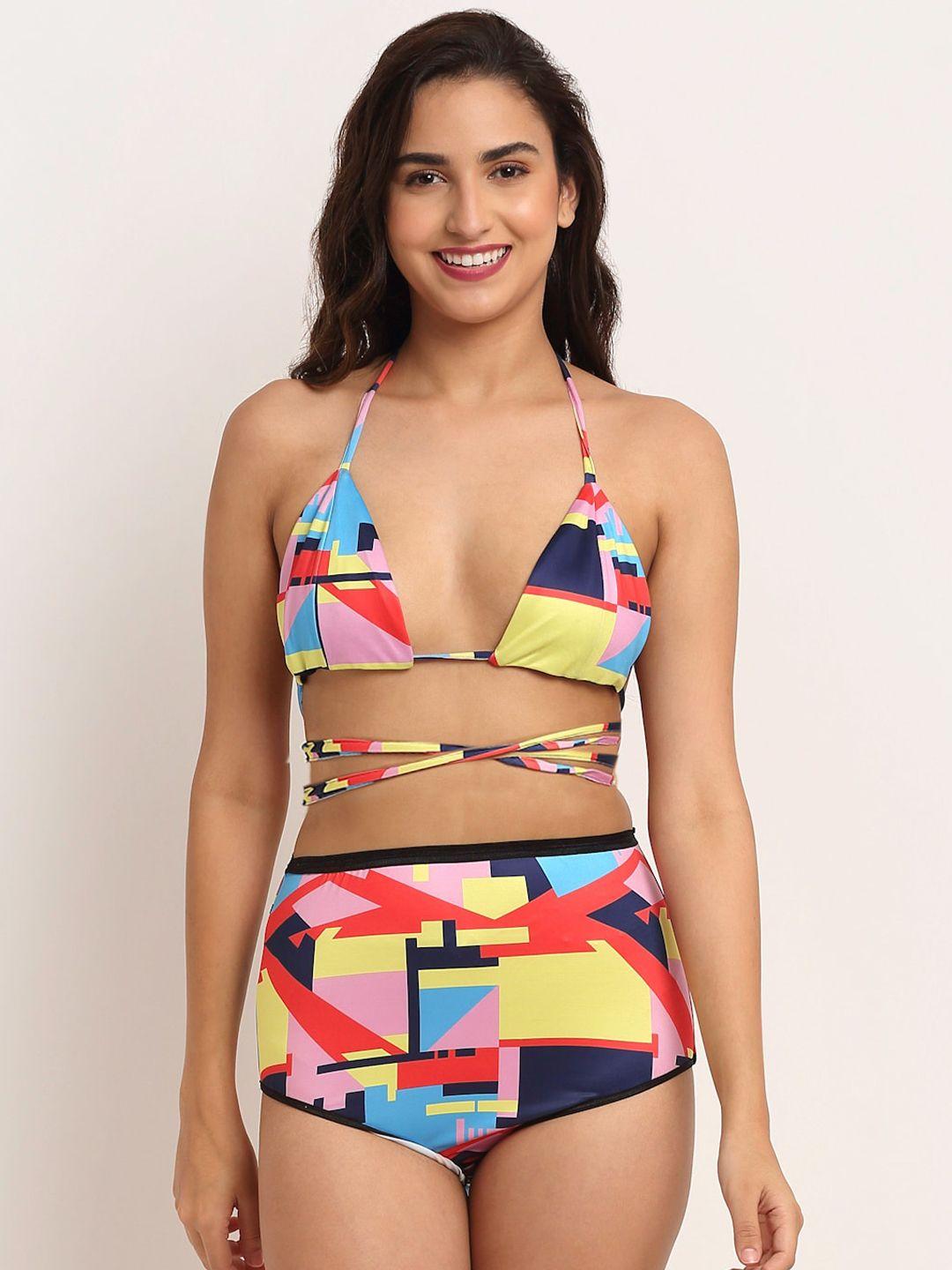 erotissch woman multicolour printed swim bikini set