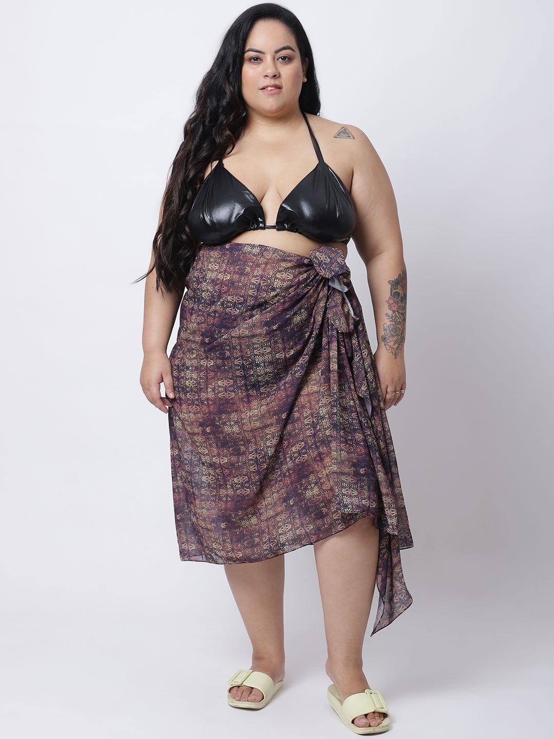 erotissch women's plus size brown printed sarong