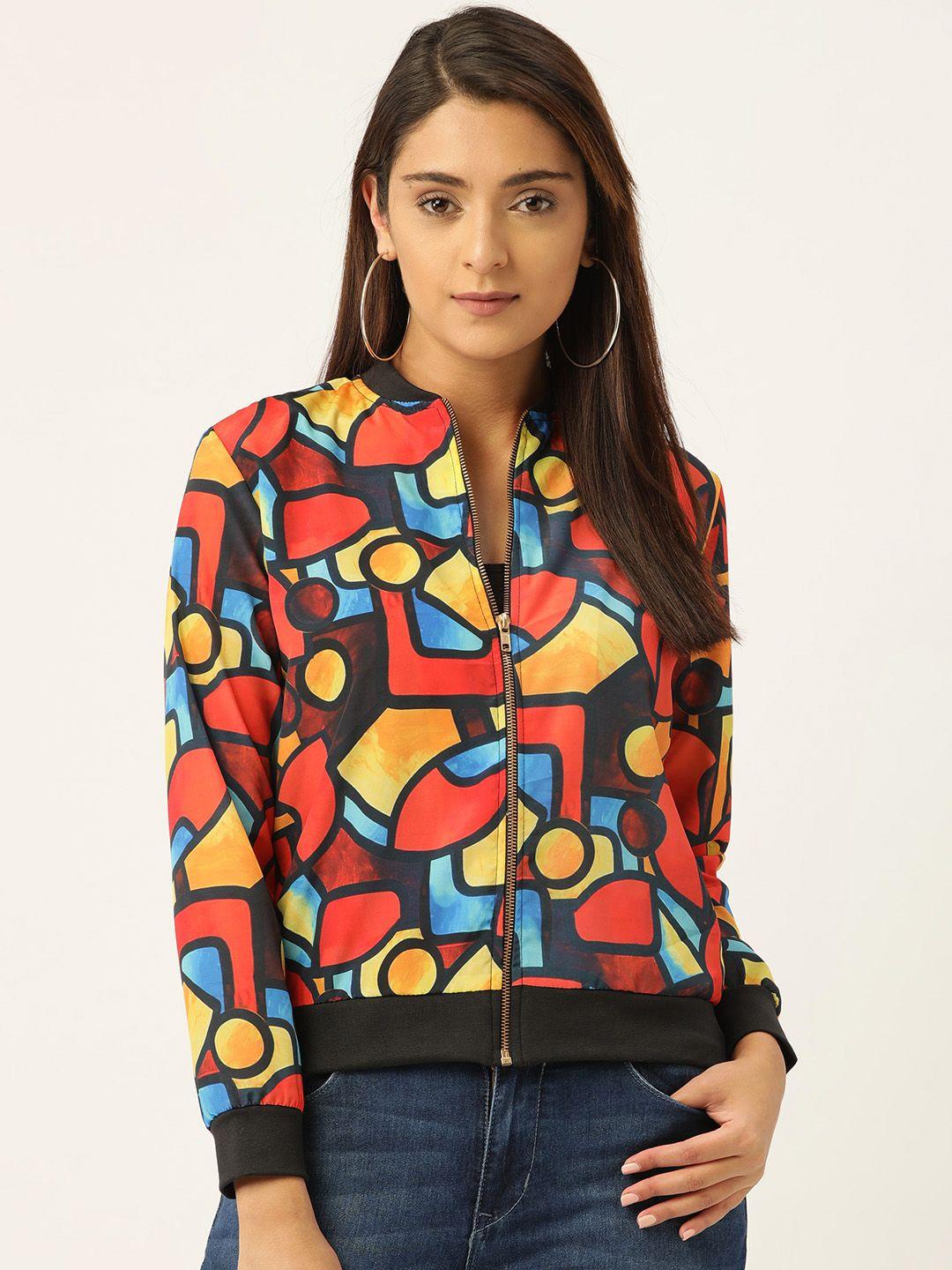 erotissch women orange & blue picasso print bomber jacket