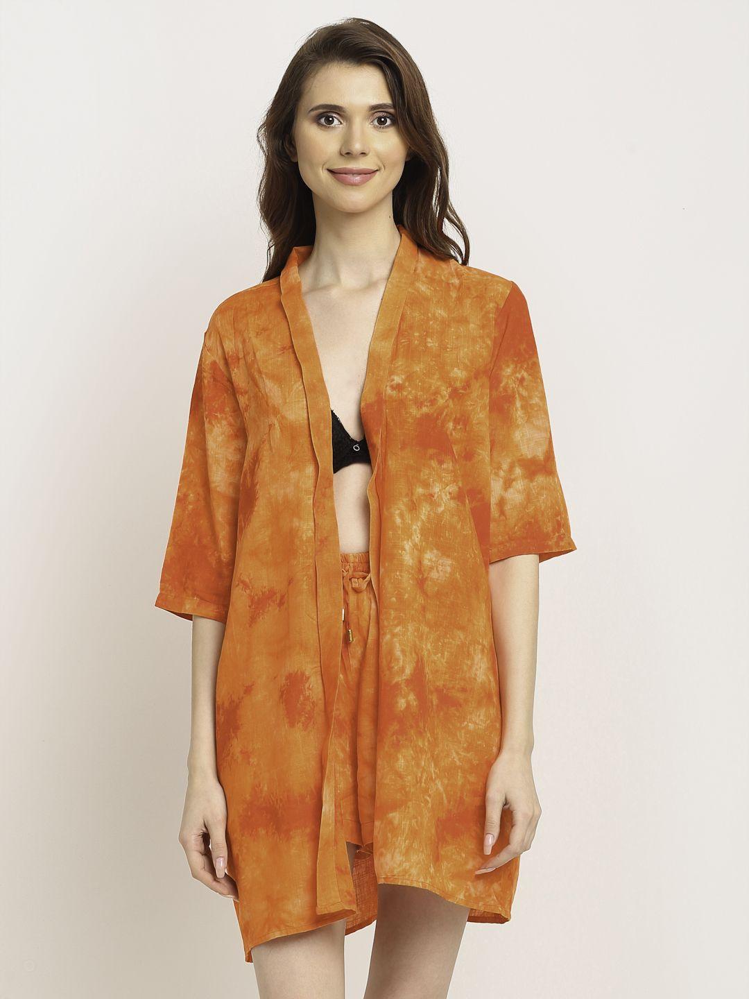 erotissch women orange printed cover-up beachwear set