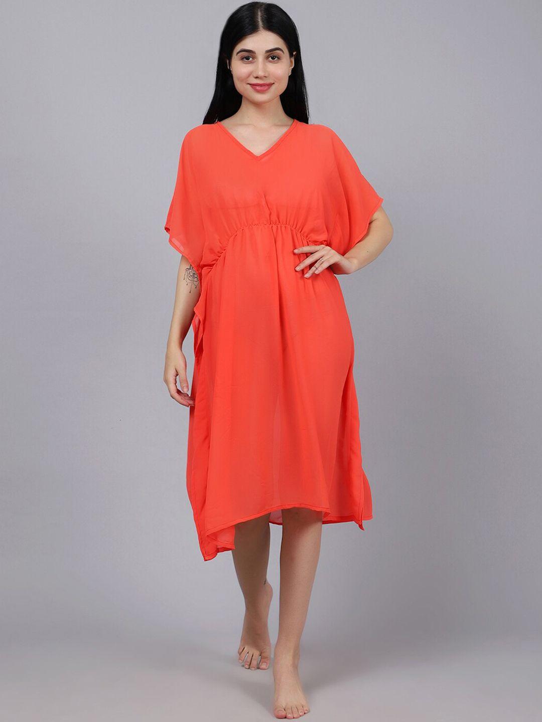 erotissch women orange solid cover-up dress