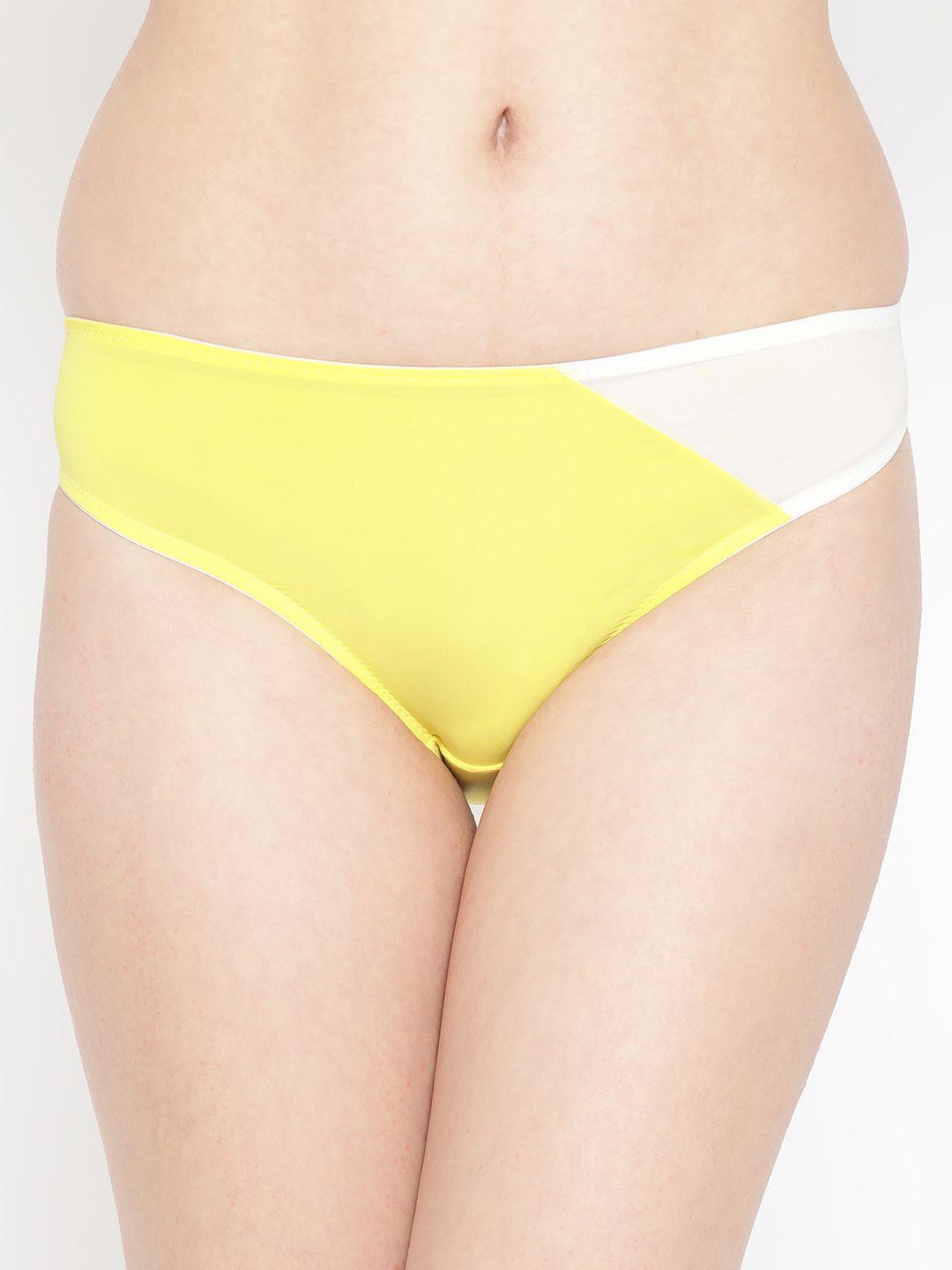 erotissch women yellow & white colourblocked bikini briefs aip-3c
