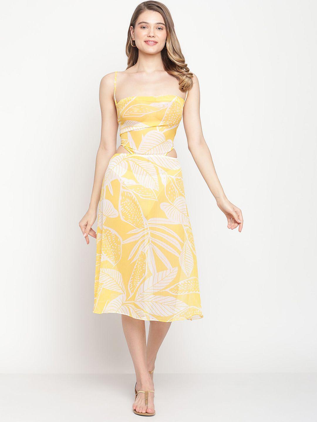 erotissch women yellow & white printed cover-up beachwear dress