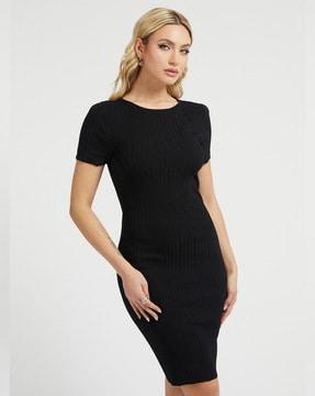 es ss anne striped round-neck bodycon dress