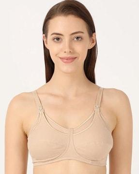 es07 wirefree non-padded cotton elastane full coverage nursing bra with front opening