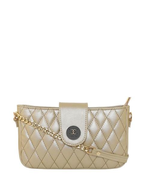 esbeda beige quilted small sling handbag